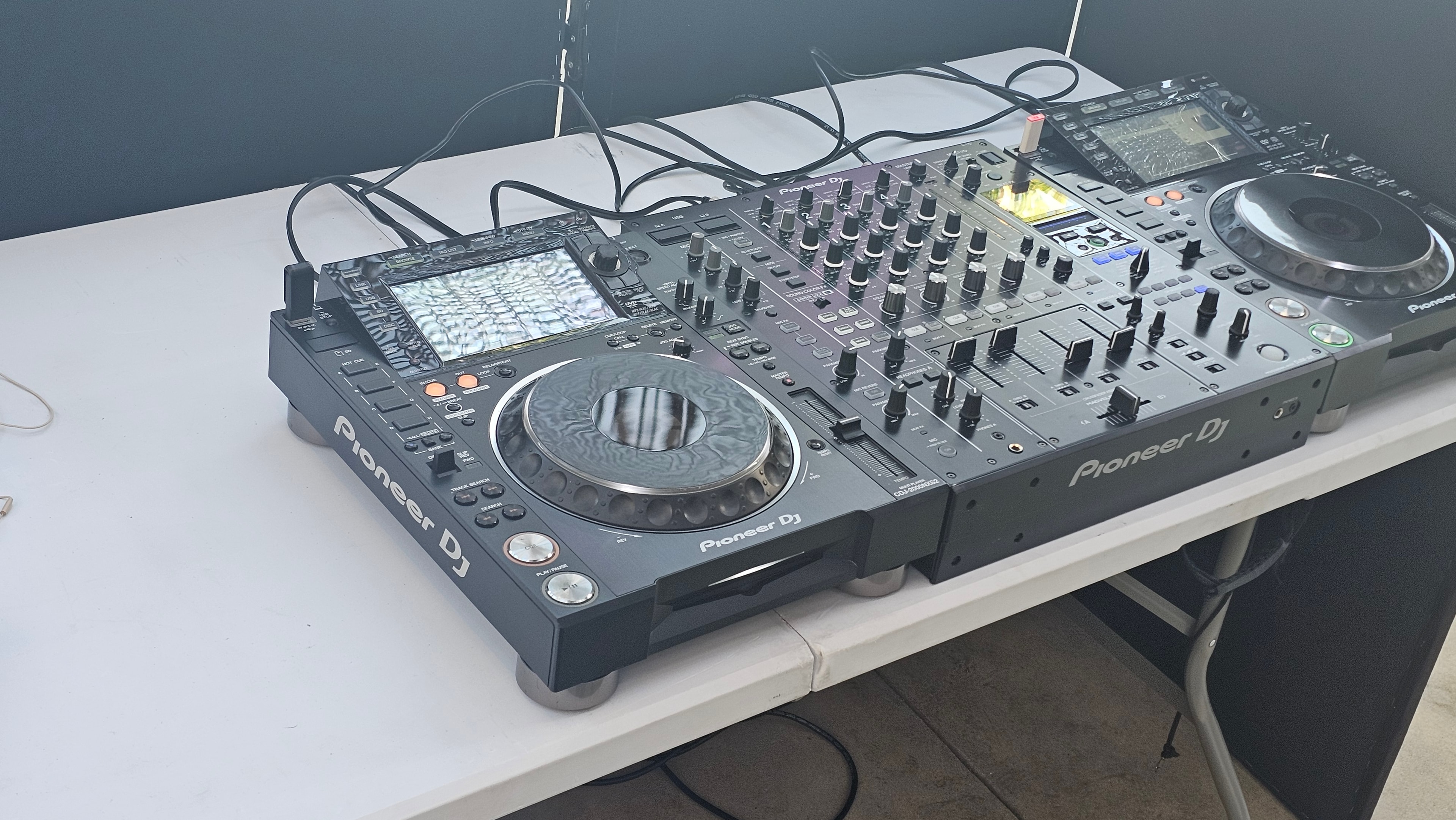 Pioneer DJ media players and DJM-A9 mixer at the seafront event